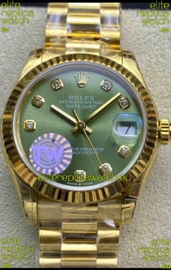Rolex Datejust 278278 31MM Swiss Replica in 904L Steel Yellow Gold in Green Dial - 1:1 Mirror Replica