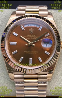 Rolex Day Date 40MM 228235 Rose Gold in Brown Dial 1:1 Mirror Replica Watch