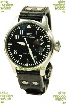 IWC Big Pilot Swiss Replica Steel Watch in Black Dial 