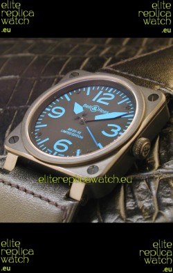 Bell and Ross BR01 92 Swiss Watch in PVD Casing and Blue Markers