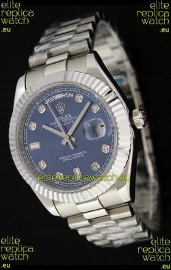 Rolex Oyster Perpetual Day Date Swiss Replica Watch in Dark Blue Dial