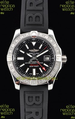 Breitling Avenger II Steel GMT Swiss Watch 1:1 Ultimate Edition - Black Dial