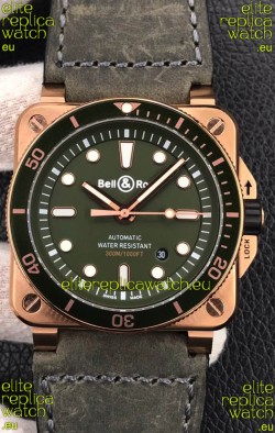 Bell & Ross BR03-92 Diver Rose Gold Green Dial Swiss Replica Watch 1:1 Mirror Replica