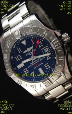 Breitling Avenger II GMT Swiss Replica Watch in Black Dial Steel Strap 1:1 Mirror Replica Version