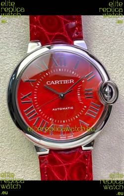 Ballon De Cartier Swiss Automatic 1:1 Mirror Quality 36MM in Stainless Steel Red Dial 