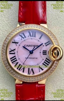 Ballon De Cartier Swiss Automatic 1:1 Mirror Quality 33MM in Rose Gold Pink Pearl Dial