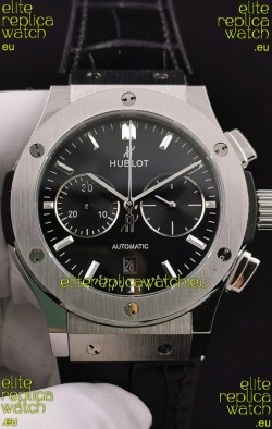 Hublot Classic Fusion Chronograph Stainless Steel Casing Black Dial 1:1 Mirror Replica Watch 