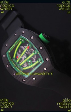 Richard Mille RM059 Yohan Blake Forged Carbon Case Swiss Replica Watch in Green Bezel