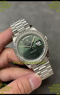 Rolex Day Date Presidential Stainless Steel Olive Green Arab Dial Watch 40MM - 1:1 Mirror Quality