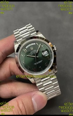 Rolex Day Date Presidential Stainless Steel Olive Green Arab Dial Watch 40MM - 1:1 Mirror Quality