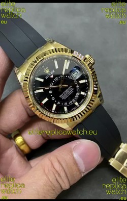Rolex Sky-Dweller REF# M336235 Black Dial Yellow Gold Watch in 904L Steel Case 1:1 Mirror Replica