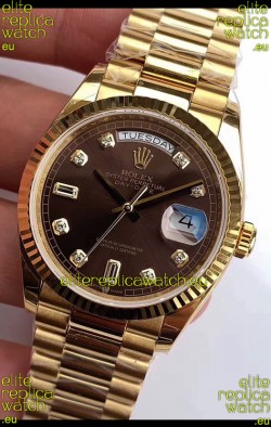 Rolex Day Date 128238 Presidential 18K Yellow Gold Watch 36MM - Brown Dial 1:1 Mirror Quality Watch