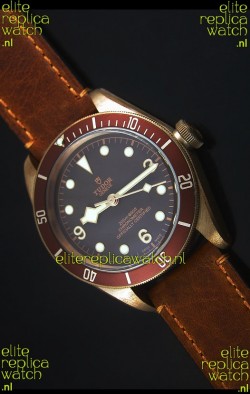 Tudor Heritage Bay Bronze Swiss Replica Watch with Leather Strap