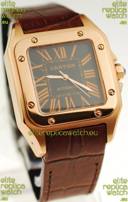 Cartier Santos 100 Swiss Replica Gold Automatic Watch