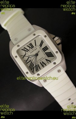 Cartier Santos 100 Swiss Ladies Automatic Replica Watch in White