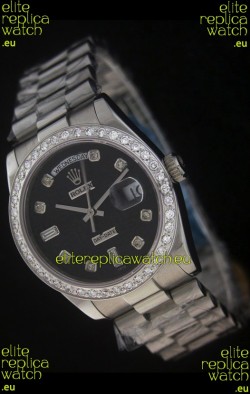 Rolex Day Date Just swiss Replica Watch in Black Dial
