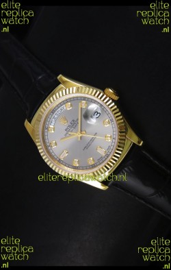 Rolex Day Date 36MM Yellow Gold Swiss Replica Watch - Grey Dial